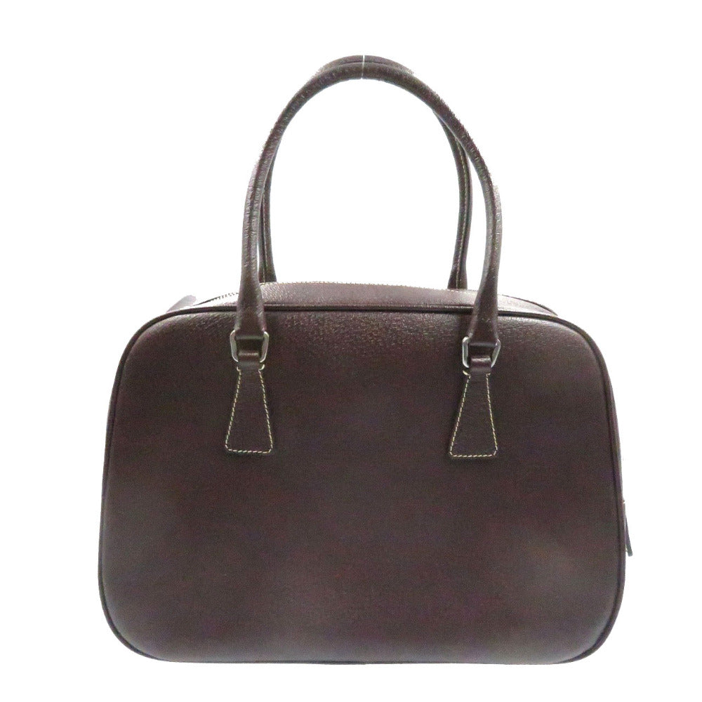 プラダ ミニボストン ブラウン レザー シルバー金具 ミニボストンバッグ ハンドバッグ バッグ 茶 0094 【中古】 PRADA