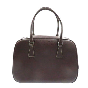 プラダ ミニボストン ブラウン レザー シルバー金具 ミニボストンバッグ ハンドバッグ バッグ 茶 0094 【中古】 PRADA