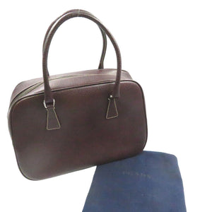 プラダ ミニボストン ブラウン レザー シルバー金具 ミニボストンバッグ ハンドバッグ バッグ 茶 0094 【中古】 PRADA