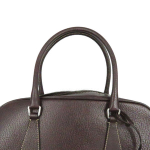 プラダ ミニボストン ブラウン レザー シルバー金具 ミニボストンバッグ ハンドバッグ バッグ 茶 0094 【中古】 PRADA