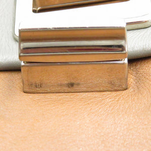 プラダ バイカラー ブラウン グレー レザー シルバー金具 ハンドバッグ バッグ 灰色 茶 0096 【中古】 PRADA