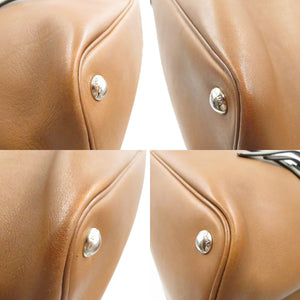 プラダ バイカラー ブラウン グレー レザー シルバー金具 ハンドバッグ バッグ 灰色 茶 0096 【中古】 PRADA