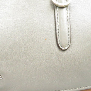 プラダ バイカラー ブラウン グレー レザー シルバー金具 ハンドバッグ バッグ 灰色 茶 0096 【中古】 PRADA