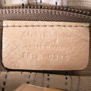 サルヴァトーレ フェラガモ ヴァラ リボン レザー グレー ゴールド金具 E-21 D394E 巾着 ハンドバッグ バッグ 0097 【中古】 Salvatore Ferragamo