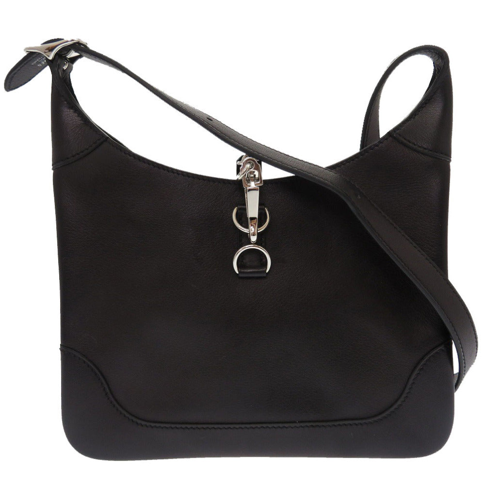 美品 エルメス トリムデュオ24 ヴォーエバーグレイン ブラック シルバー金具 Y刻印(2020年製) ショルダーバッグ バッグ 黒 0134 【中古】 HERMES