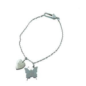 グッチ バタフライ ハート シルバー925 ブレスレット アクセサリー 0142 【中古】 GUCCI