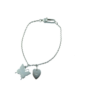 グッチ バタフライ ハート シルバー925 ブレスレット アクセサリー 0142 【中古】 GUCCI