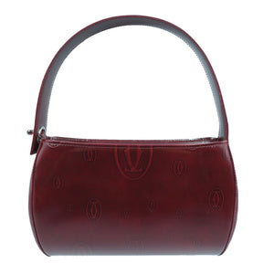 カルティエ ハッピーバースデー レザー ボルドー シルバー金具 ワンショルダー ハンドバッグ レッド 赤 0160 【中古】 Cartier