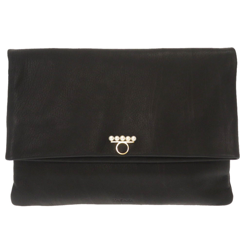 美品 タサキ バランス パール レザー ブラック クラッチバッグ バッグ 黒 0172 【中古】 TASAKI レディース