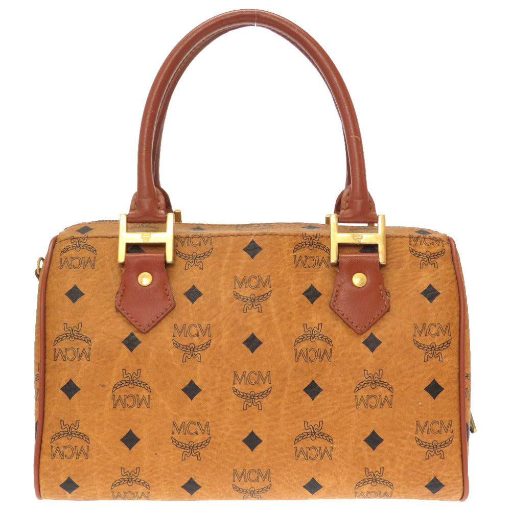 美品 エム シー エム モノグラム 柄 ロゴ PVC ブラウン ハンドバッグ バッグ 茶 0236 【中古】 MCM
