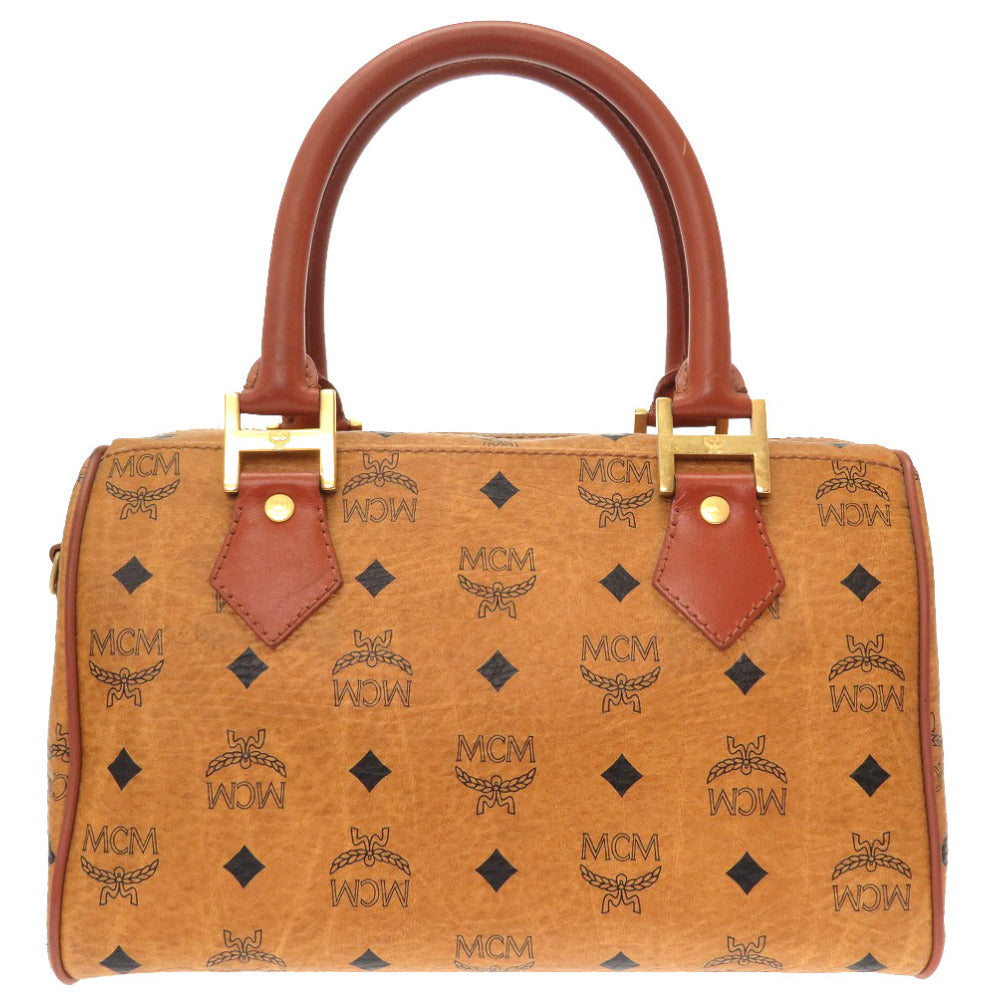 美品 エム シー エム モノグラム 柄 ロゴ PVC ブラウン ハンドバッグ バッグ 茶 0237 【中古】 MCM