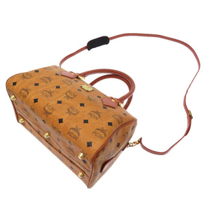 美品 エム シー エム モノグラム 柄 ロゴ PVC ブラウン ハンドバッグ バッグ 茶 0237 【中古】 MCM