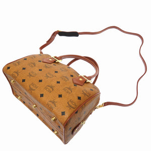 美品 エム シーエム モノグラム 柄 ロゴ PVC ブラウン ハンドバッグ バッグ 茶 0238 【中古】 MCM