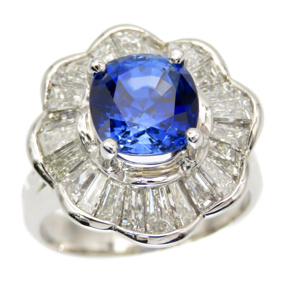 美品 サファイア3.07ct ダイヤ1.85ct Pt900 リング 指輪 プラチナ ダイヤモンド 11.5号 ジュエリー アクセサリー 青 ブルー 0098【中古】レディース
