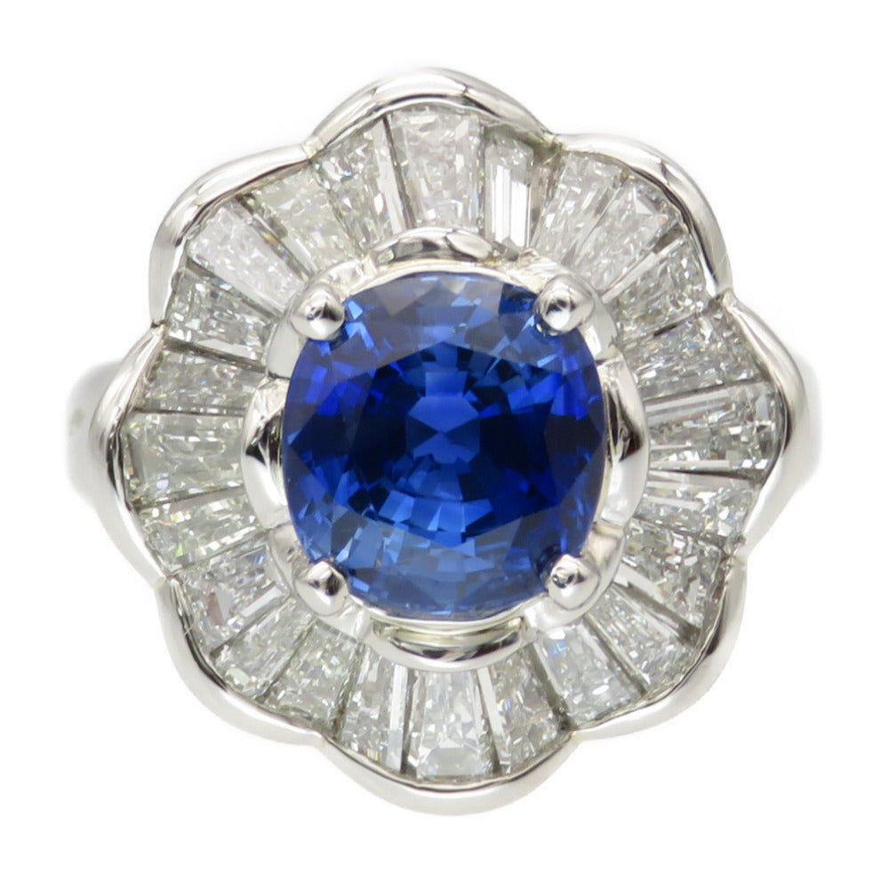 美品 サファイア3.07ct ダイヤ1.85ct Pt900 リング 指輪 プラチナ ダイヤモンド 11.5号 ジュエリー アクセサリー 青 ブルー 0098【中古】レディース