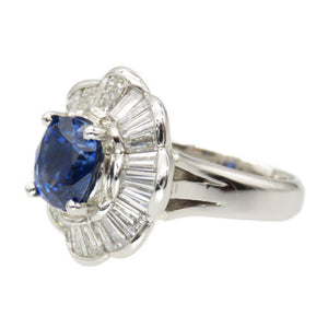 美品 サファイア3.07ct ダイヤ1.85ct Pt900 リング 指輪 プラチナ ダイヤモンド 11.5号 ジュエリー アクセサリー 青 ブルー 0098【中古】レディース