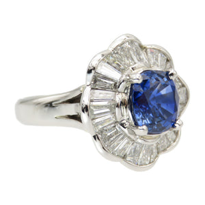 美品 サファイア3.07ct ダイヤ1.85ct Pt900 リング 指輪 プラチナ ダイヤモンド 11.5号 ジュエリー アクセサリー 青 ブルー 0098【中古】レディース