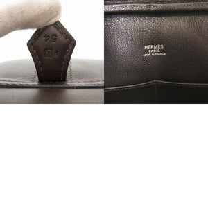 未使用 エルメス プリュム28 トロイカ シャモニー エベンヌ シルバー金具 □K刻印 ハンドバッグ バッグ 茶 0026 【中古】 HERMES ハラコ