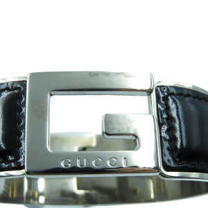 グッチ Ｇロゴ ブラック シルバー エナメル ブレスレット バングル 黒 0039 【中古】 GUCCI