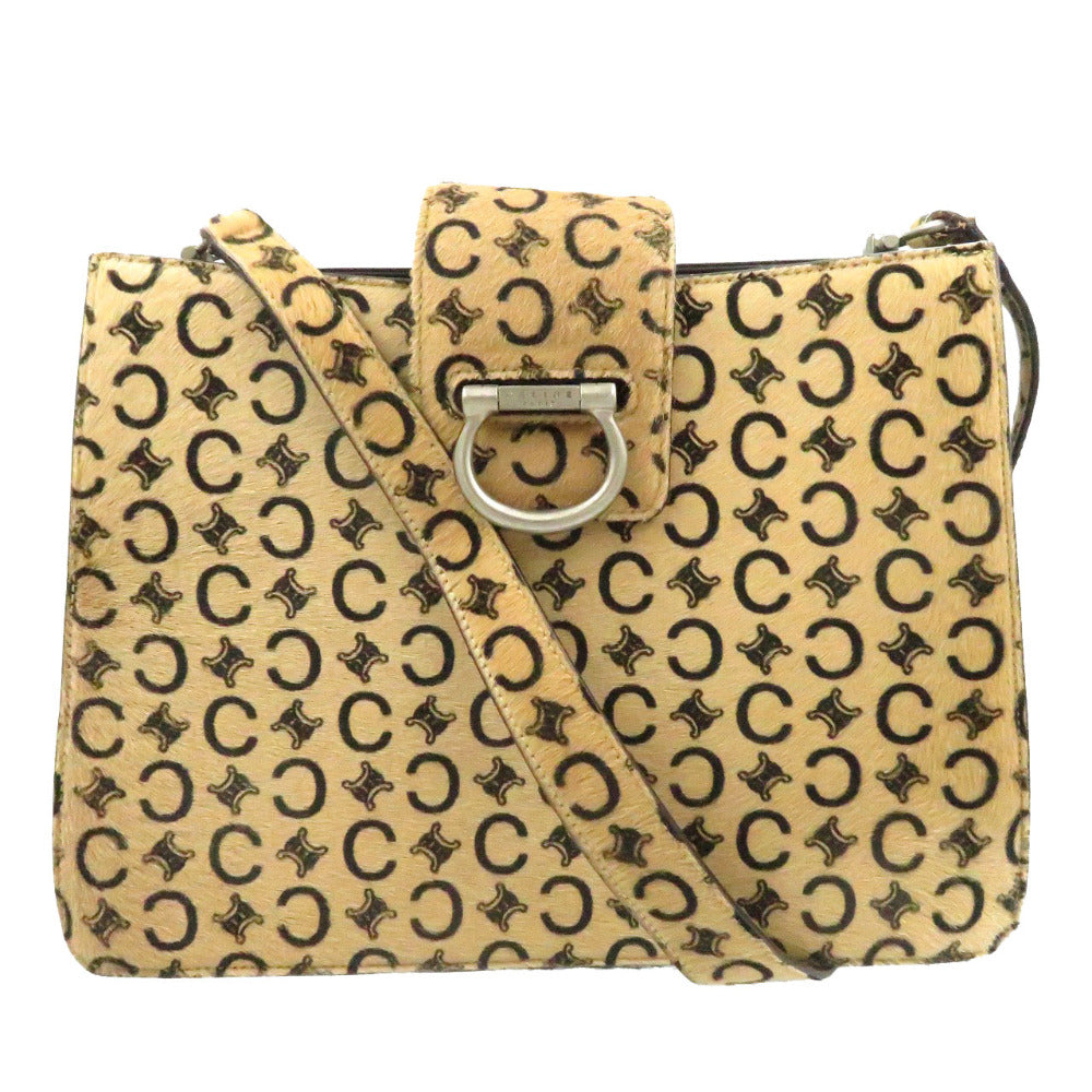 セリーヌ Cマカダム ベージュ ハラコ ワンショルダー ヴィンテージ ショルダーバッグ バッグ 0044 【中古】 CELINE
