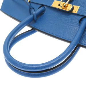 美品 エルメス バーキン35 クシュベル ブルーフランス ゴールド金具 □G刻印 ハンドバッグ バッグ 青 0058 【中古】 HERMES