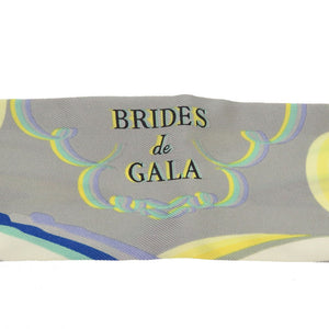 新品同様 エルメス ツイリー ブリッドドゥガラ Brides de Gara シルク イエロー ブルー スカーフ 0128 【中古】 HERMES