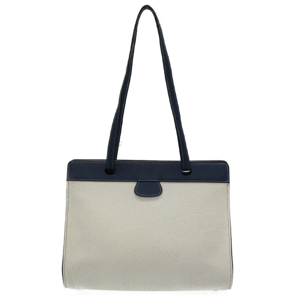 新品同様 エルメス ミュゾー ブッフルショルダーバッグ ホワイト/ネイビー □F刻印 0004【中古】HERMES