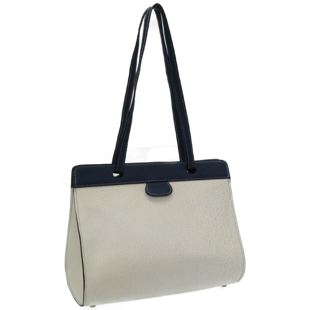 新品同様 エルメス ミュゾー ブッフルショルダーバッグ ホワイト/ネイビー □F刻印 0004【中古】HERMES