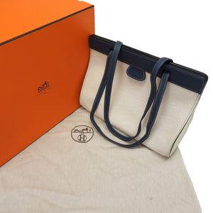 新品同様 エルメス ミュゾー ブッフルショルダーバッグ ホワイト/ネイビー □F刻印 0004【中古】HERMES