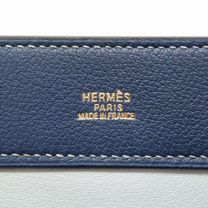 新品同様 エルメス ミュゾー ブッフルショルダーバッグ ホワイト/ネイビー □F刻印 0004【中古】HERMES