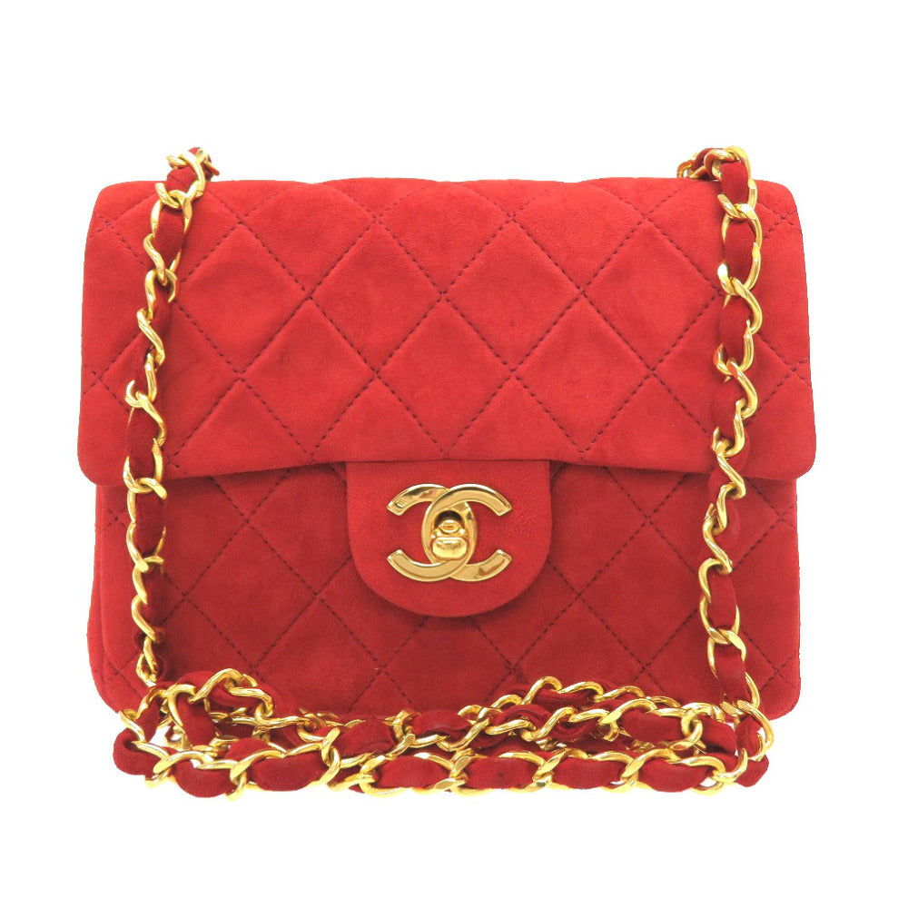 美品 シャネル ヴィンテージ ミニ マトラッセ スエード レッド ゴールド チェーン 1番台 ショルダーバッグ バッグ 赤 0017 【中古】 CHANEL