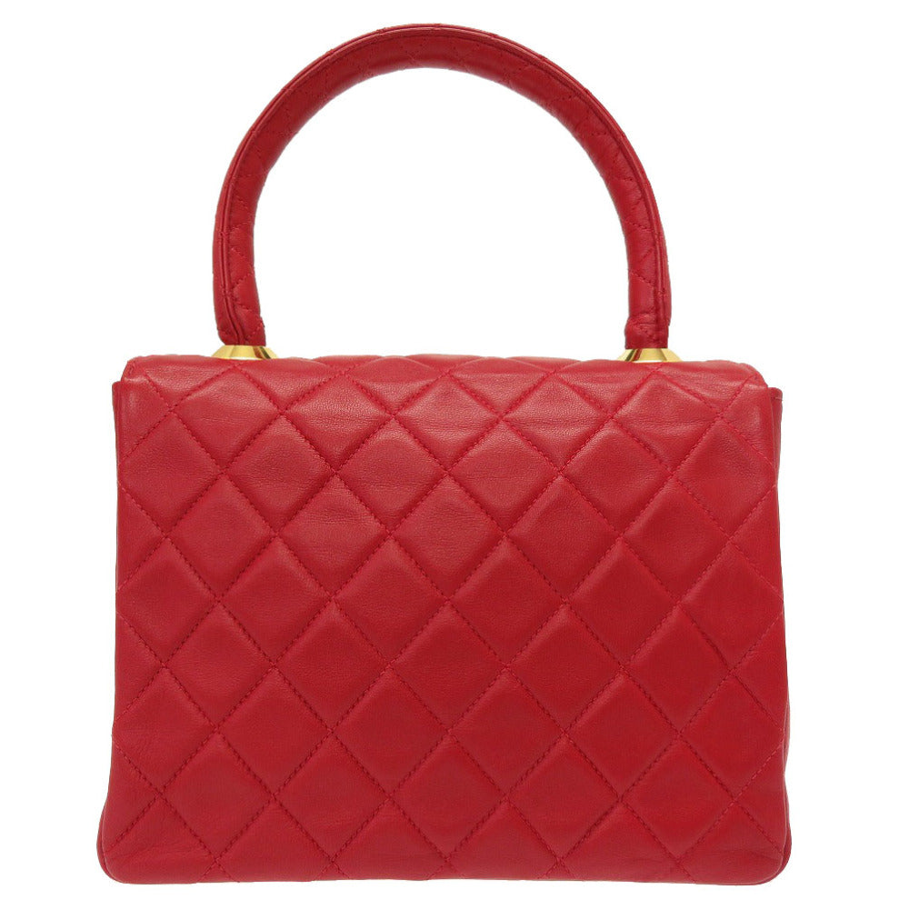 美品 シャネル ラムスキン レッド マトラッセ 1番台 ココマーク ターンロック ハンドバッグ バッグ 赤 0020 【中古】 CHANEL
