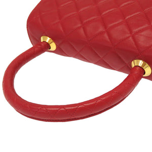 美品 シャネル ラムスキン レッド マトラッセ 1番台 ココマーク ターンロック ハンドバッグ バッグ 赤 0020 【中古】 CHANEL