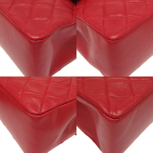美品 シャネル ラムスキン レッド マトラッセ 1番台 ココマーク ターンロック ハンドバッグ バッグ 赤 0020 【中古】 CHANEL