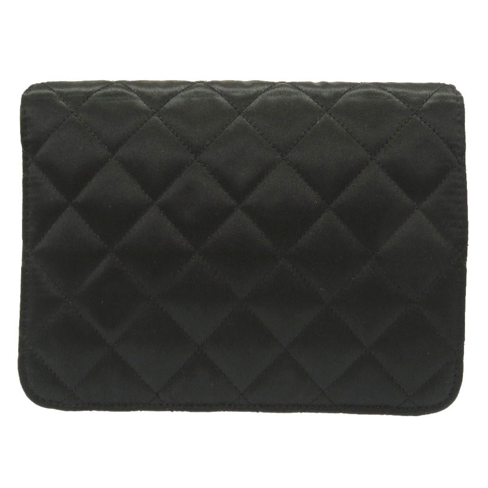 新品同様 シャネル サテン ブラック マトラッセ 1番台 ゴールドチェーン ショルダーバッグ ココマーク バッグ 黒 0022 【中古】 CHANEL