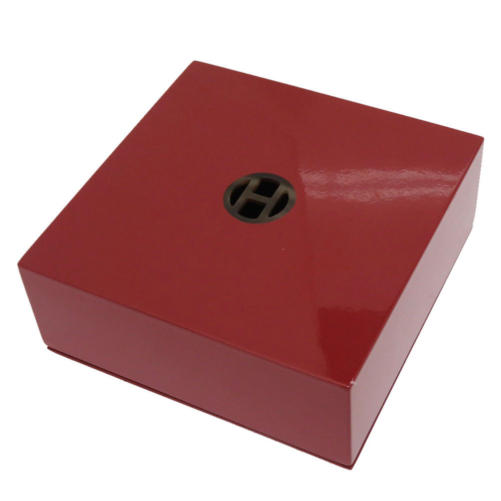 美品 エルメス H ロゴ スカーフボックス レッド ラッカー ウッド バッファローホーン マルチケース 赤 0028 【中古】 HERMES