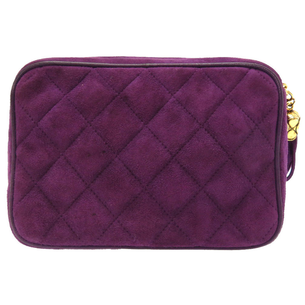 シャネル スエード パープル フリンジ 1番台 ゴールドチェーン ショルダーバッグ ココマーク バッグ 紫 0032 【中古】 CHANEL