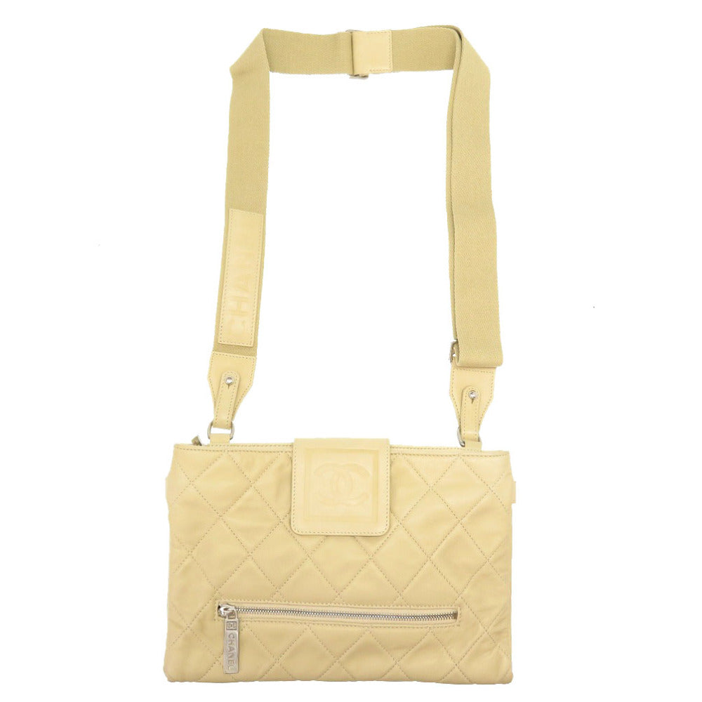 美品 シャネル スポーツライン レザー ベージュ 12番台 ココマーク ショルダーバッグ バッグ 0037 【中古】 CHANEL