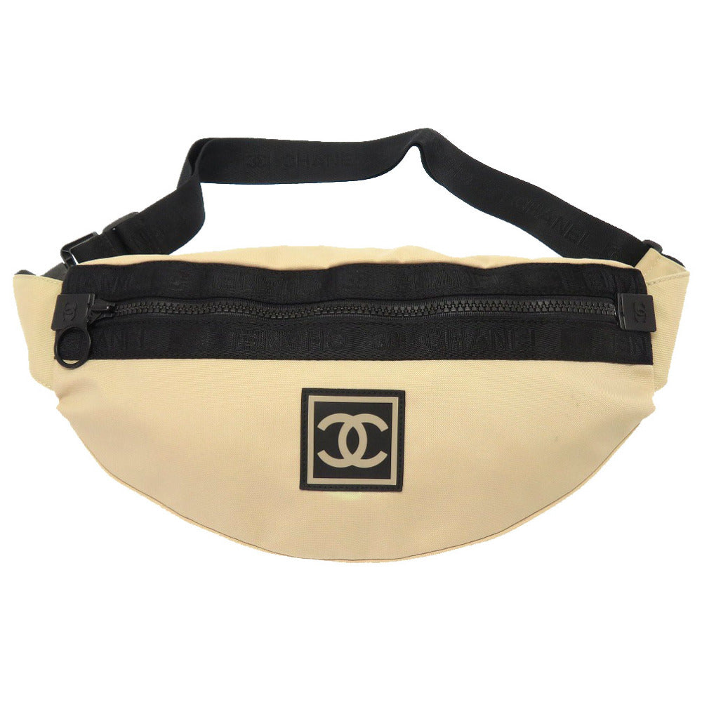 シャネル スポーツライン バナナバッグ ナイロン ベージュ 7番台 ココマーク ボディバッグ バッグ 0042 【中古】 CHANEL
