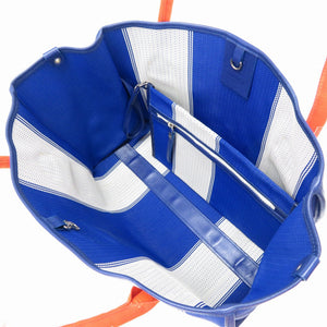 美品 シャネル スポーツライン トートバッグ ポーチ付 ブルー/オレンジ 0044【中古】CHANEL