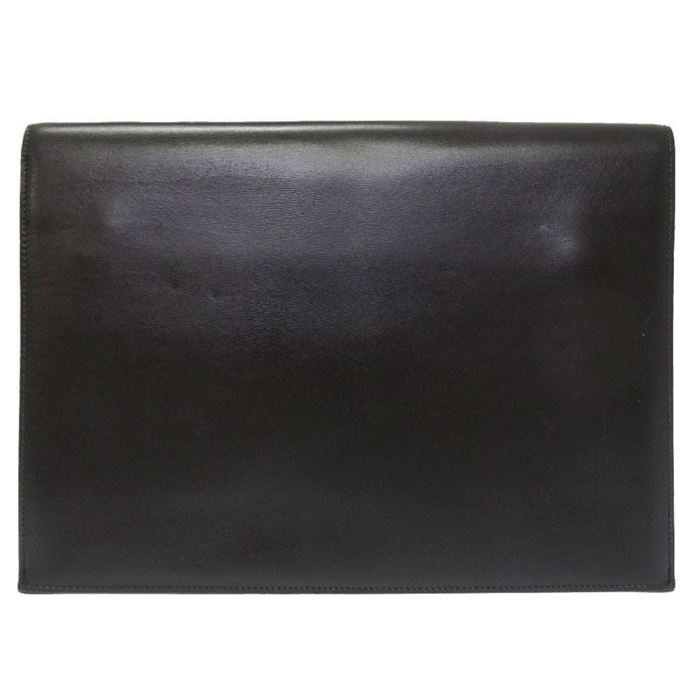 美品 エルメス ジグザグ ヴィンテージ ボックスカーフ ブアック ブラウン バイカラー 〇O刻印 クラッチバッグ バッグ 黒 0059 【中古】 HERMES