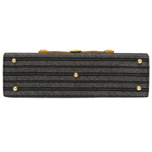 ジャンニ ヴェルサーチ キャンバス レザー グレー ヴィンテージ ゴールド金具 メデューサ ハンドバッグ バッグ 0079 【中古】 Gianni Versace