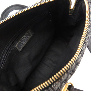 ジャンニ ヴェルサーチ キャンバス レザー グレー ヴィンテージ ゴールド金具 メデューサ ハンドバッグ バッグ 0079 【中古】 Gianni Versace