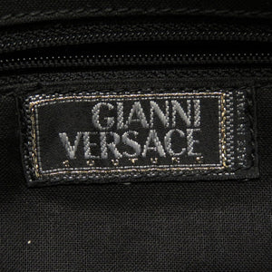 ジャンニ ヴェルサーチ キャンバス レザー グレー ヴィンテージ ゴールド金具 メデューサ ハンドバッグ バッグ 0079 【中古】 Gianni Versace