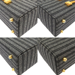 ジャンニ ヴェルサーチ キャンバス レザー グレー ヴィンテージ ゴールド金具 メデューサ ハンドバッグ バッグ 0079 【中古】 Gianni Versace