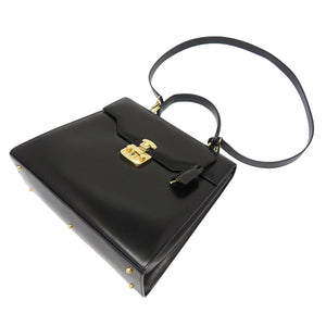 グッチ レディロック ブラック レザー ヴィンテージ 000 110 0192 2WAY ハンドバッグ バッグ 黒 0128 【中古】 GUCCI