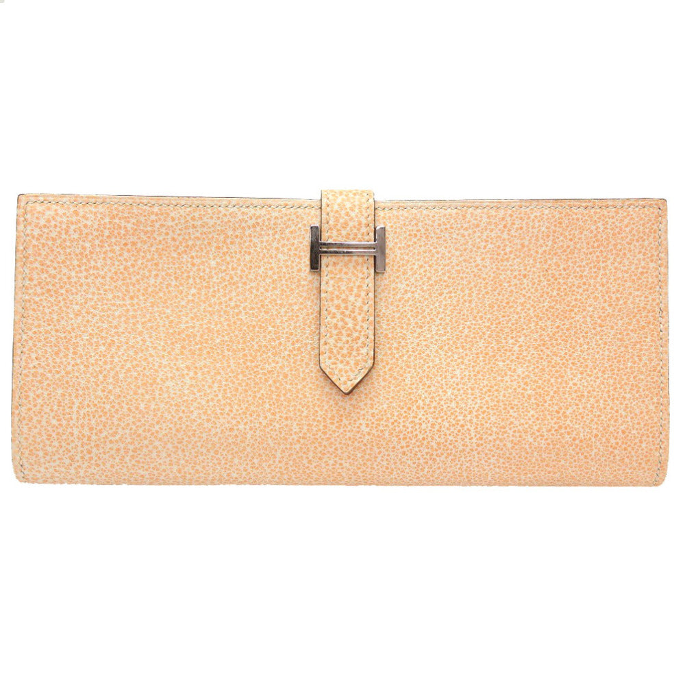 新品同様 エルメス ベアンスフレ SPオーダー ダルメシアン ブッフルスキッパ― オレンジ シルバー金具 □J刻印 長財布 財布 0138 【中古】 HERMES