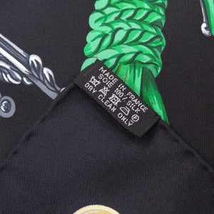 新品同様 エルメス カレ90 ETRIERS 鐙 F de LA PERRIERE スカーフ シルク100% ブラック レッド 0141 【中古】 HERMES