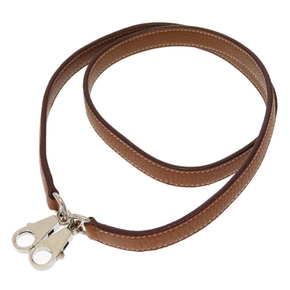 エルメス トリヨンクレマンス ゴールド シルバー金具 ケリーストラップ ショルダーストラップ 茶 0177 【中古】 HERMES