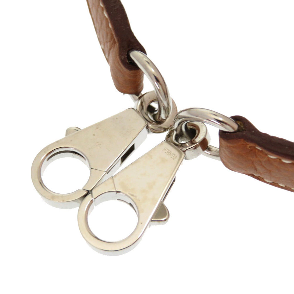 エルメス トリヨンクレマンス ゴールド シルバー金具 ケリーストラップ ショルダーストラップ 茶 0177 【中古】 HERMES